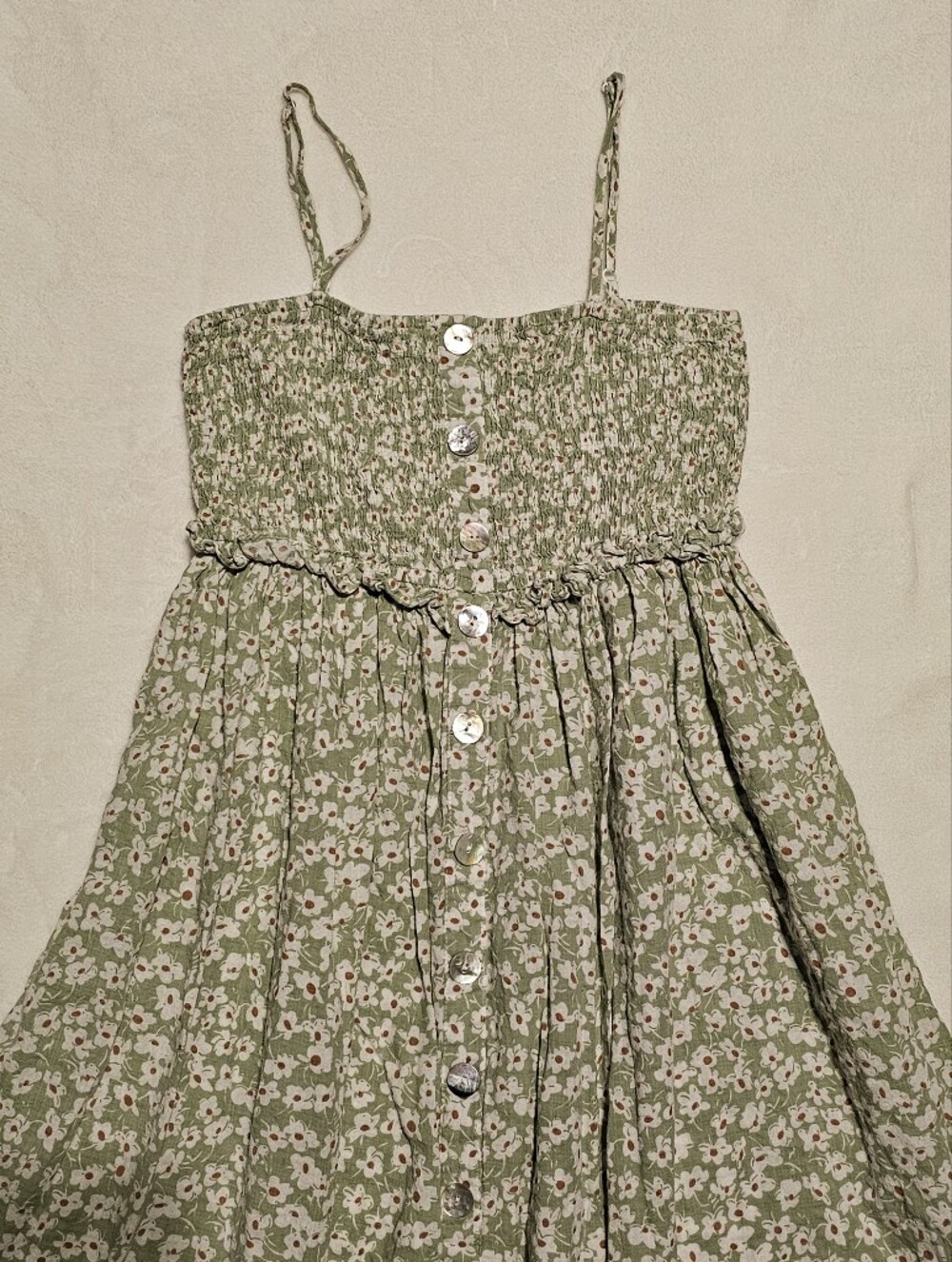 Pink Diamond Green Floral Cottagecore Midi Dress Size M